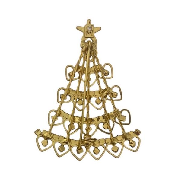 Vintage Colorful Gold Tone Christmas Tree Brooch Pin - Picture 3 of 3